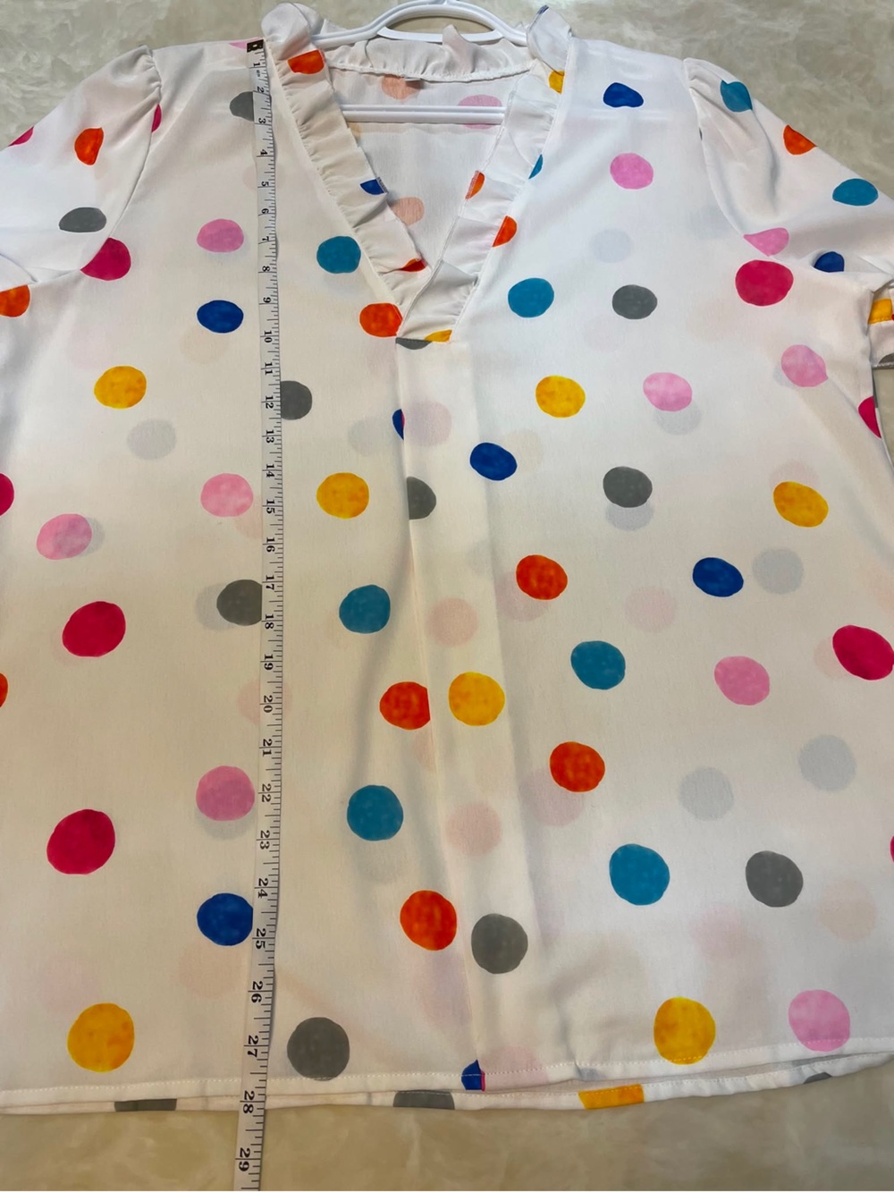 💛 Light Summer White Top with colourful dots - Picture 8 of 8